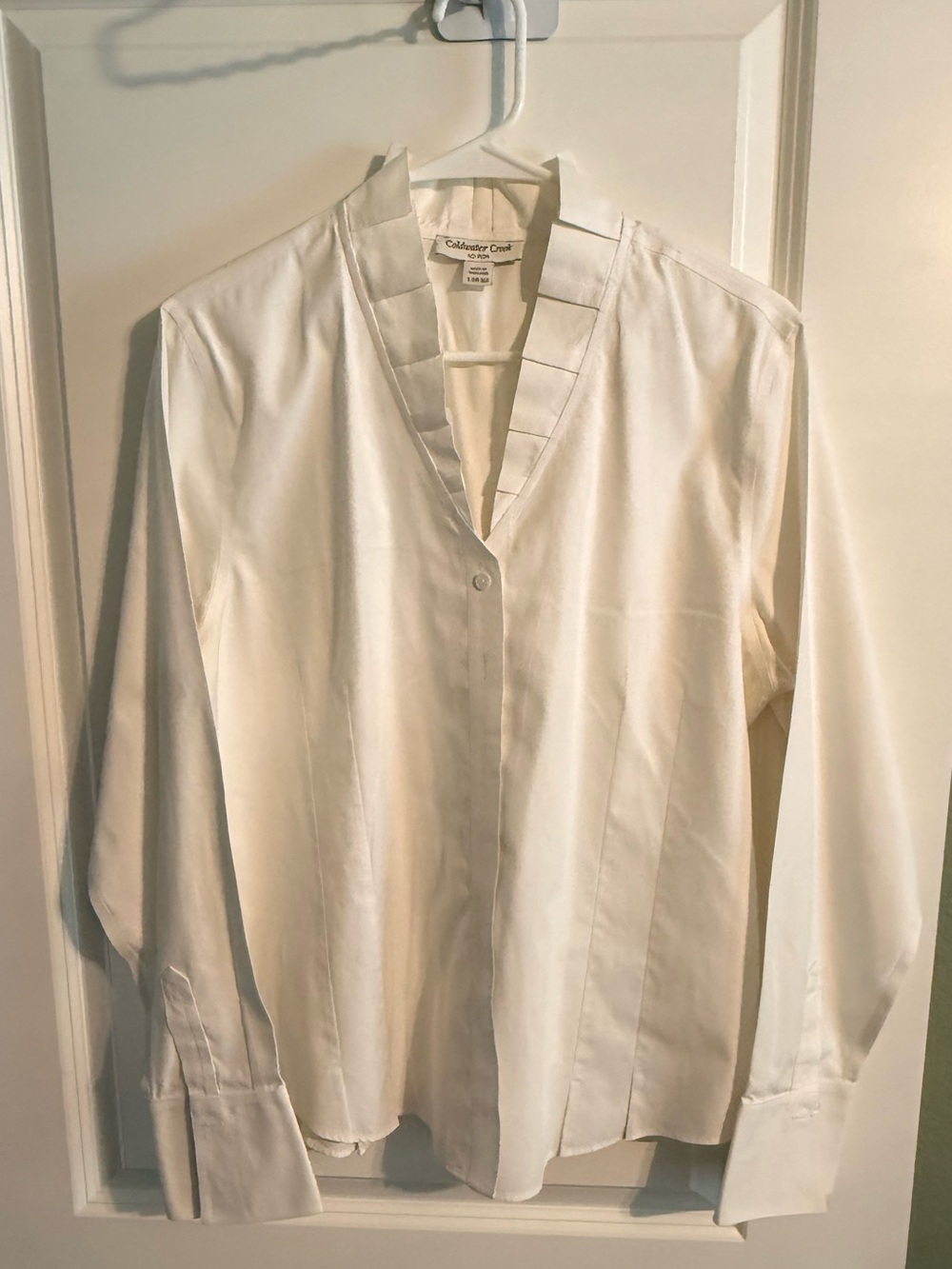 Coldwater Creek Women's Cream Button-Front Blazer Shirt